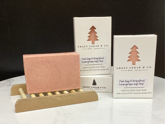 Pink Clay & Grapefruit Lemongrass Salt Bar - Sweet Cedar & Co.