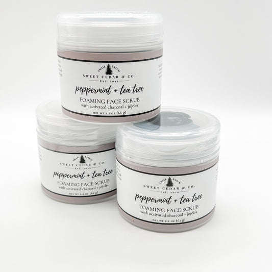 peppermint + tea tree foaming face scrub - Sweet Cedar